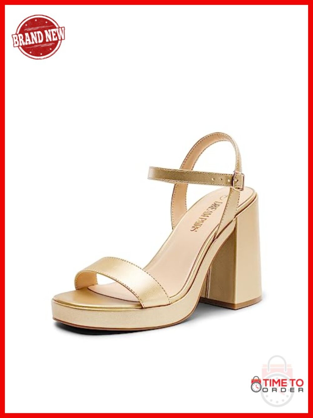 DREAM PAIRS Women's Block Heel Platform Sandal Faux Leather